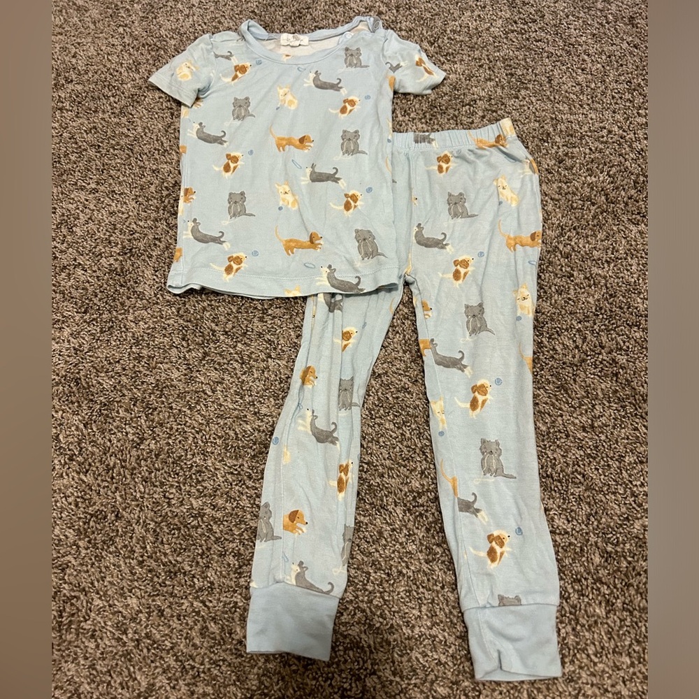 Angel Dear Blue and Gray Pajama Sets with dogs and cats Pattern